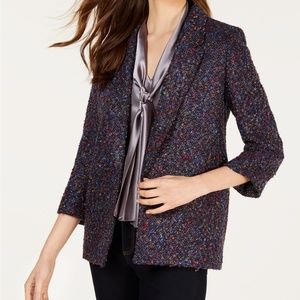 Nine West Tweed Multicolor Flyaway Open Blazer